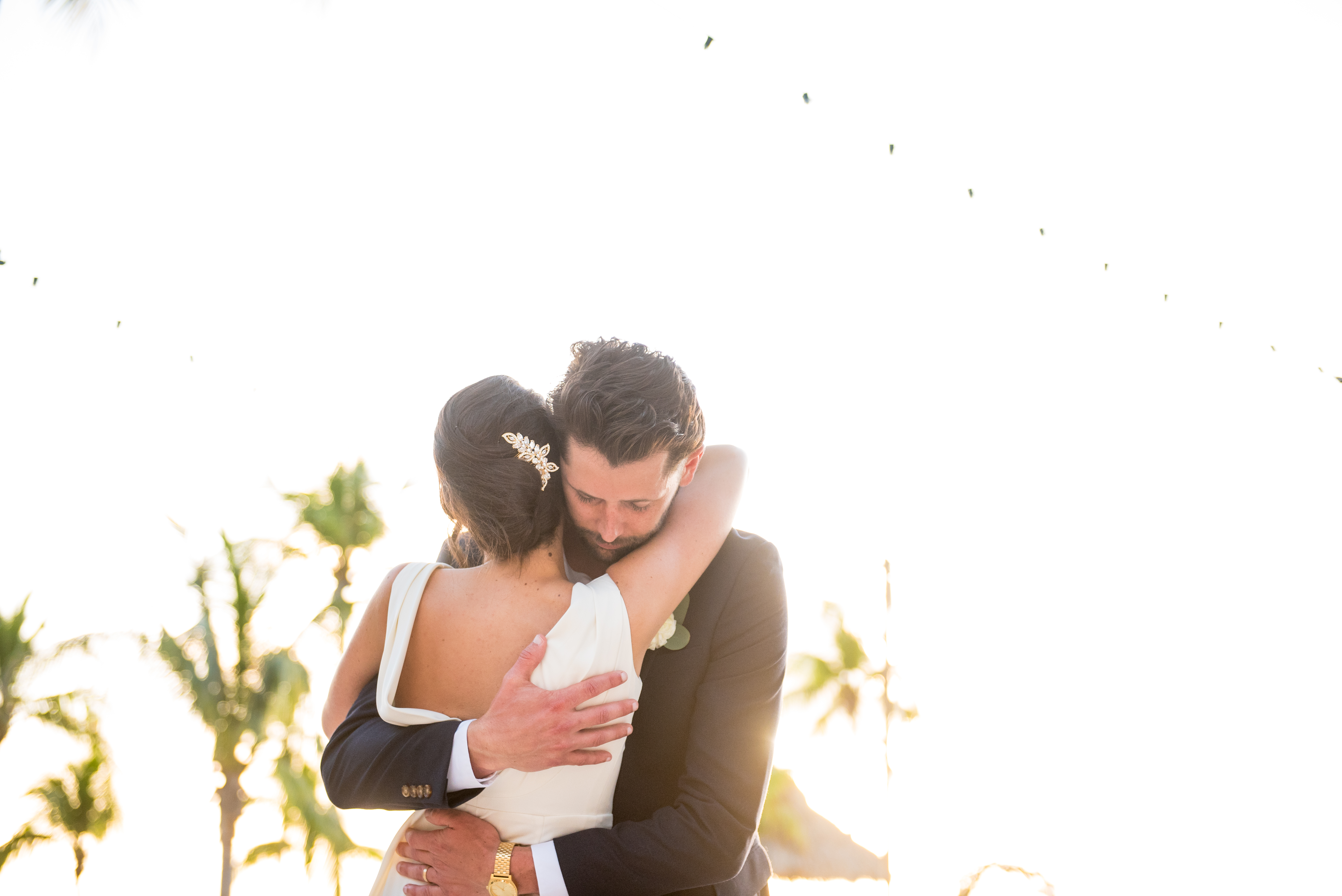 Bride & groom share a loving embrace in The Florida Keys.